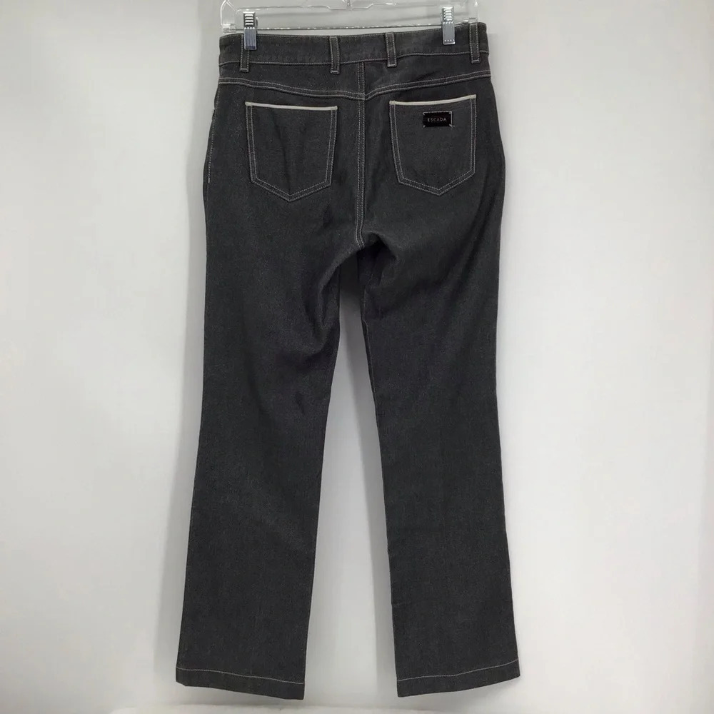 Escada Women’s Straight Leg Soft Metallic Stretch Grey Jeans Size 34 FR - US 24 - Picture 2 of 10